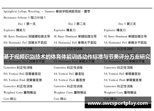 基于视频识别技术的体育体能训练动作标准与节奏评分方案研究